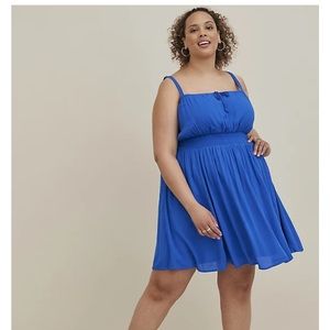 TORRID MINI GAUZE SMOCKED WAIST DRESS